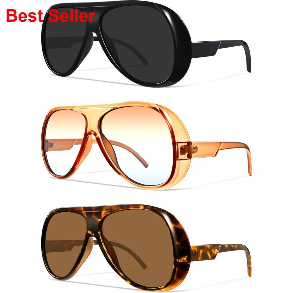 Oversized Aviator Sunglasses UV400 Protection Retro Square Frame Driving Sports